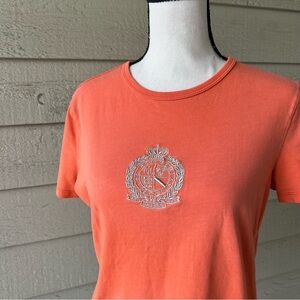 Vintage Ralph Lauren Vibrant Coral Graphic Embroidered Baby Tee